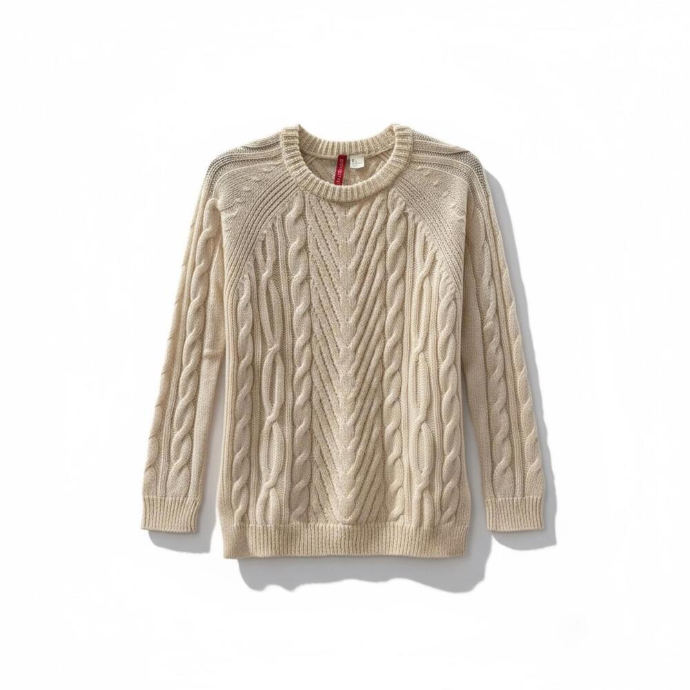 H&M Divided Cream Cable Knit Sweater S